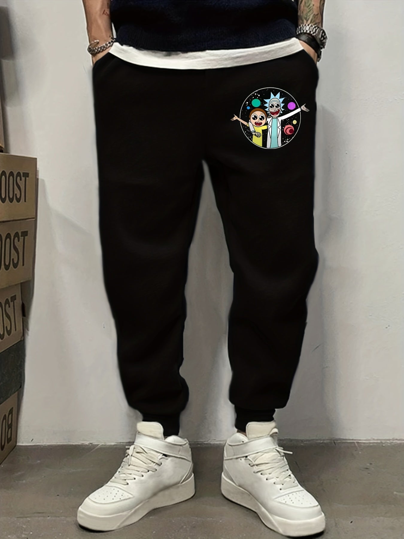 Cartoon Print Men's Sweatpants Casual Jogger Pants With Pockets