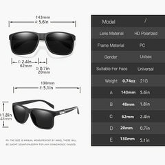 Men's Square Polarized Sunglasses Driving Outdoor UV400