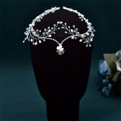 Romantic Headwear Forehead Alloy Chain With Rhinestone Pendant Hair Comb