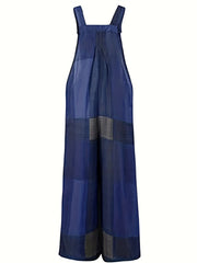 Hippie Patchwork Jumpsuit Casual Squared Neck Long Length One Piece Jumpsuit