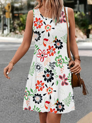 Floral Print Sleeveless Tank Dress for Summer