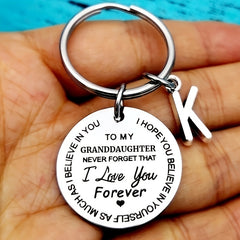 1pc 18in Initial A T Stainless Steel Engraved Keychain