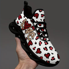 Heart Pattern Women's Running Shoes Soft Sole Athletic Sneakers