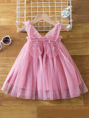 Toddler Girls Cherry Embroidery Mesh Puffy Dress