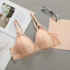 Lace Wireless Push Up Bra Comfy & Breathable Triangle Cups