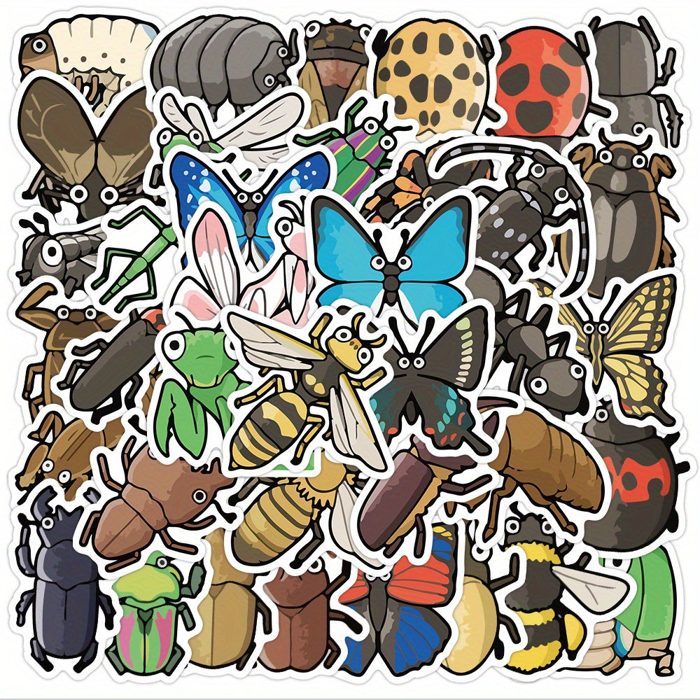 40pcs Waterproof Vinyl Insect Stickers For Water Bottle - Bug Stickers For Kids