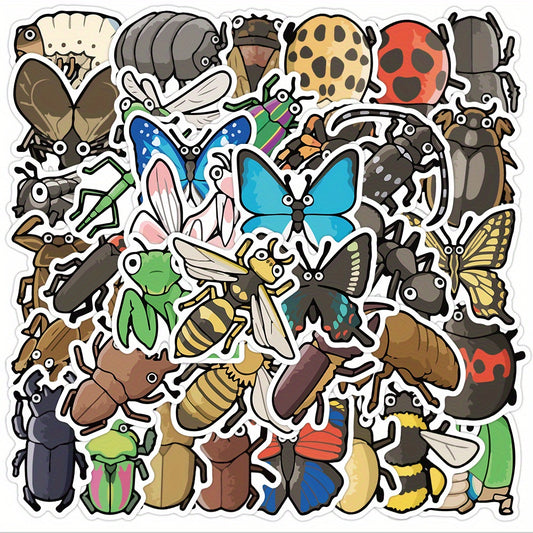 40pcs Waterproof Vinyl Insect Stickers For Water Bottle - Bug Stickers For Kids