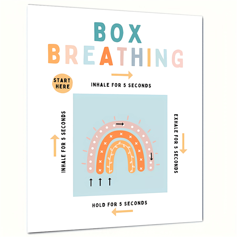 Square Breathing Poster for Therapy Office Decor