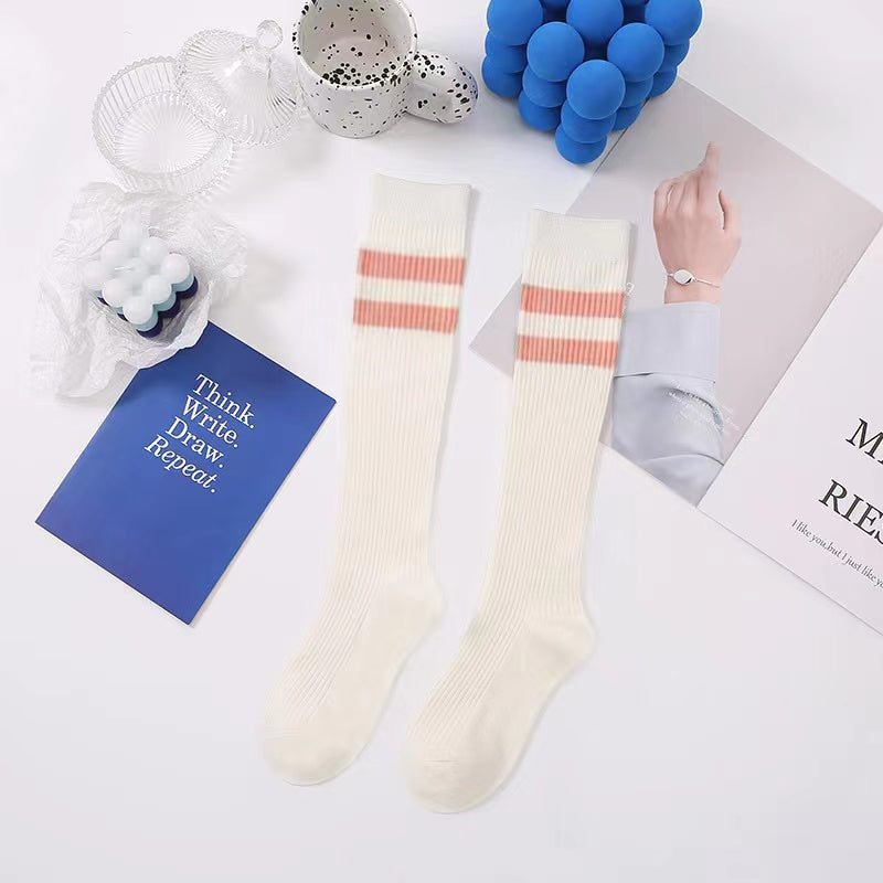 Women's Extra Long Opaque Striped Over Knee High Stockings Socks
