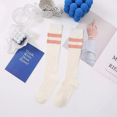 Women's Extra Long Opaque Striped Over Knee High Stockings Socks