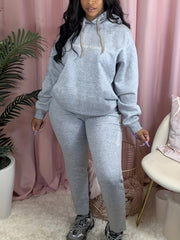 Women's Plus Letter Print Hoodie & Joggers Set