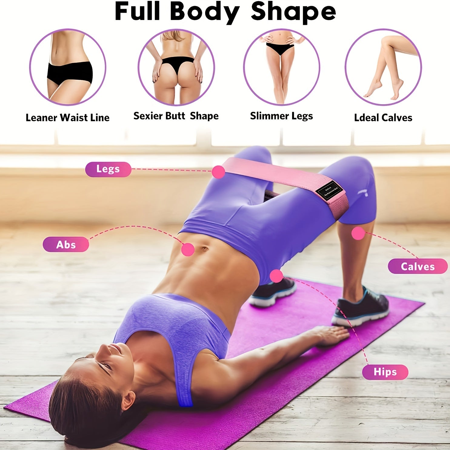 3pcs Pilates Yoga Elastic Resistance Bands for Hips Lifting