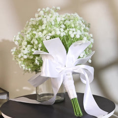 Handcrafted Children's Breath Flower Bouquet with Pearl Accents
