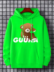 Teddy Bear Print Hoodie Men's Casual Graphic Pullover Hoodie