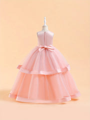 Princess Lace Mesh Fluffy Skirt Dress for Flower Girl