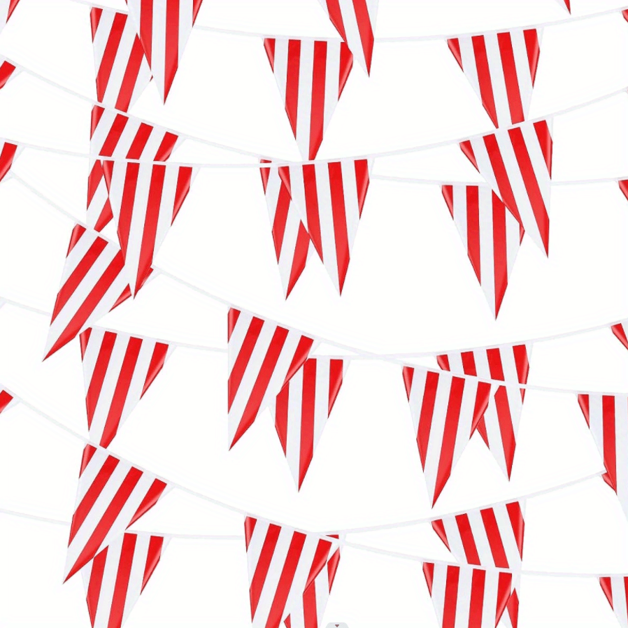 Carnival Circus Bunting Banner Red Striped Pennant Birthday Party Decor