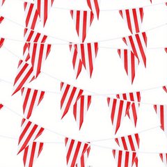 Carnival Circus Bunting Banner Red Striped Pennant Birthday Party Decor