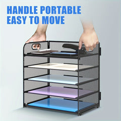 5-Layer Mesh Desktop File Organizer with Sliding Tray
