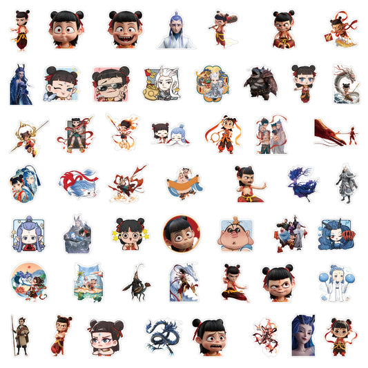 51pcs Waterproof Nezha Stickers for Fans Suitcases Notebook 18+