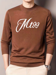 Men's Knitted Crew Neck Sweater for Fall Winter