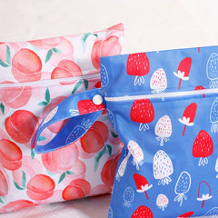 2pcs Elinfant Reusable Wet Dry Bags for Cloth Diapers Orange & Patterns