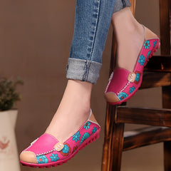 Women's Floral Print Flat Boat Shoes Lightweight Anti Slip Slip On Loafers