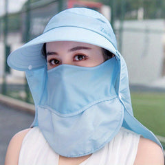 UV Protection Bucket Hat with Detachable Neck Flap Mask