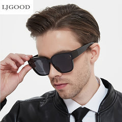 LJGOOD HD Polarized Sunglasses Myopia Driving Set Mirror