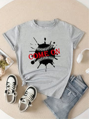 Baseball Graphic Short Sleeve Sports T-shirt for Women