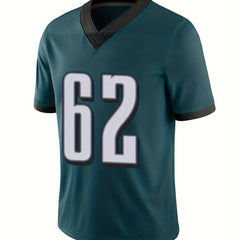 Men's Football Jersey V Neck Short Sleeve Embroidered Rugby Sweatshirt