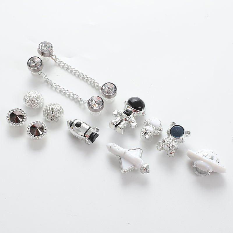 Silver Spaceman Clogs with Detachable Decor for Shoes