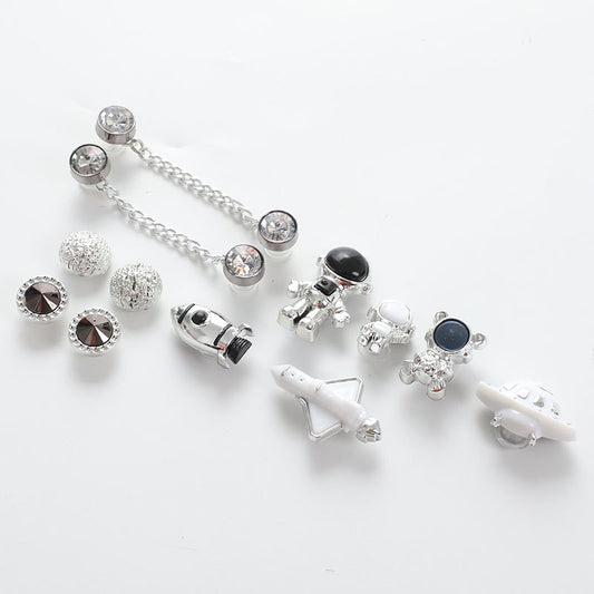 Silver Spaceman Clogs with Detachable Decor for Shoes