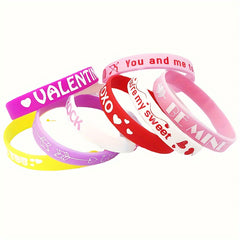 8pcs Couple Heart Shape Rubber Bracelet LOVE Gift Wrist Band
