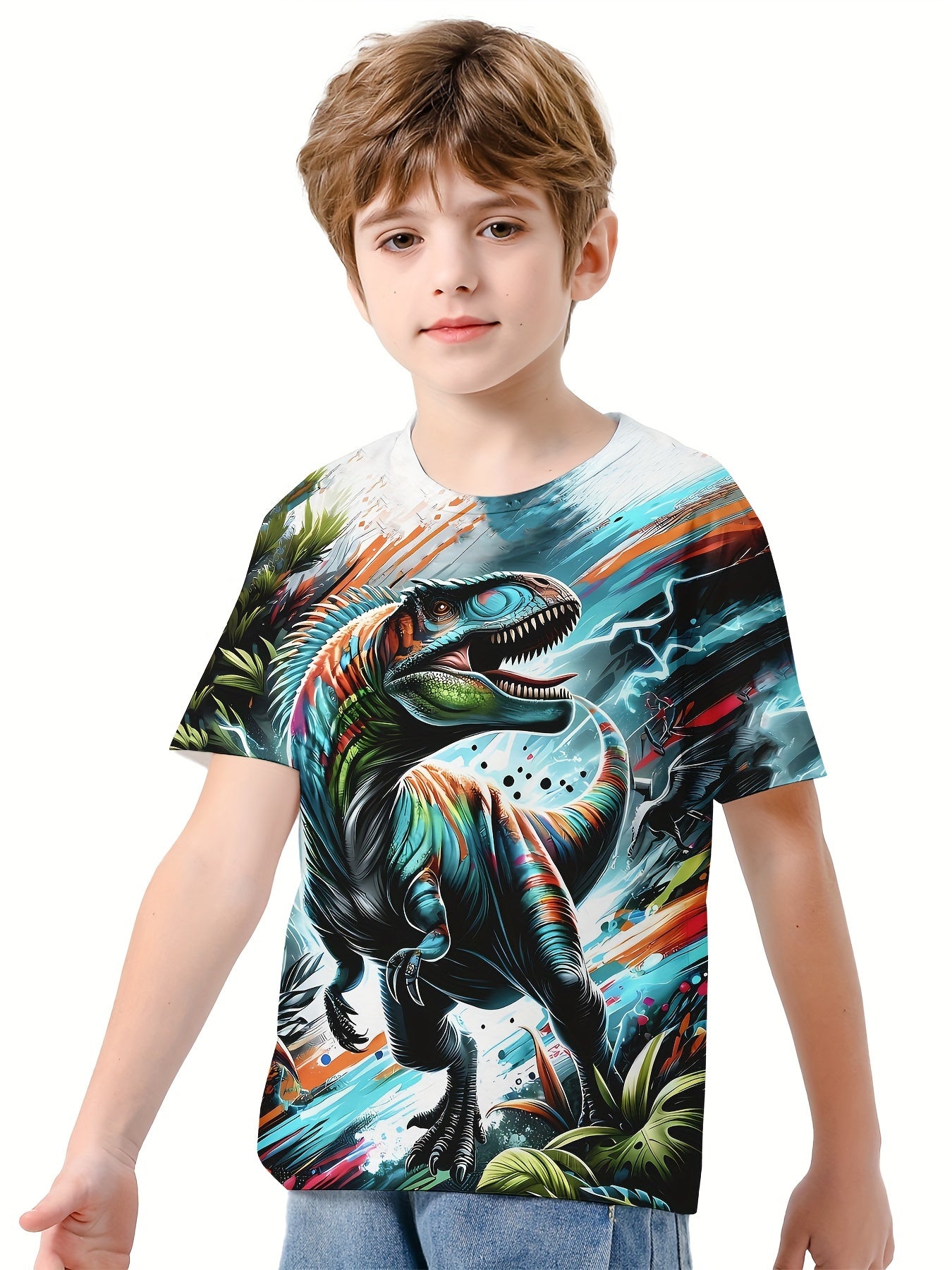 T Rex 3D Print Boys T shirt Lightweight Short Sleeve Top