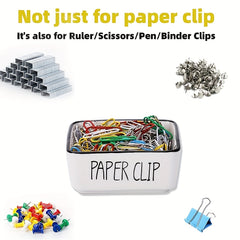 Square Paperclip Holder & Organizer for Desk