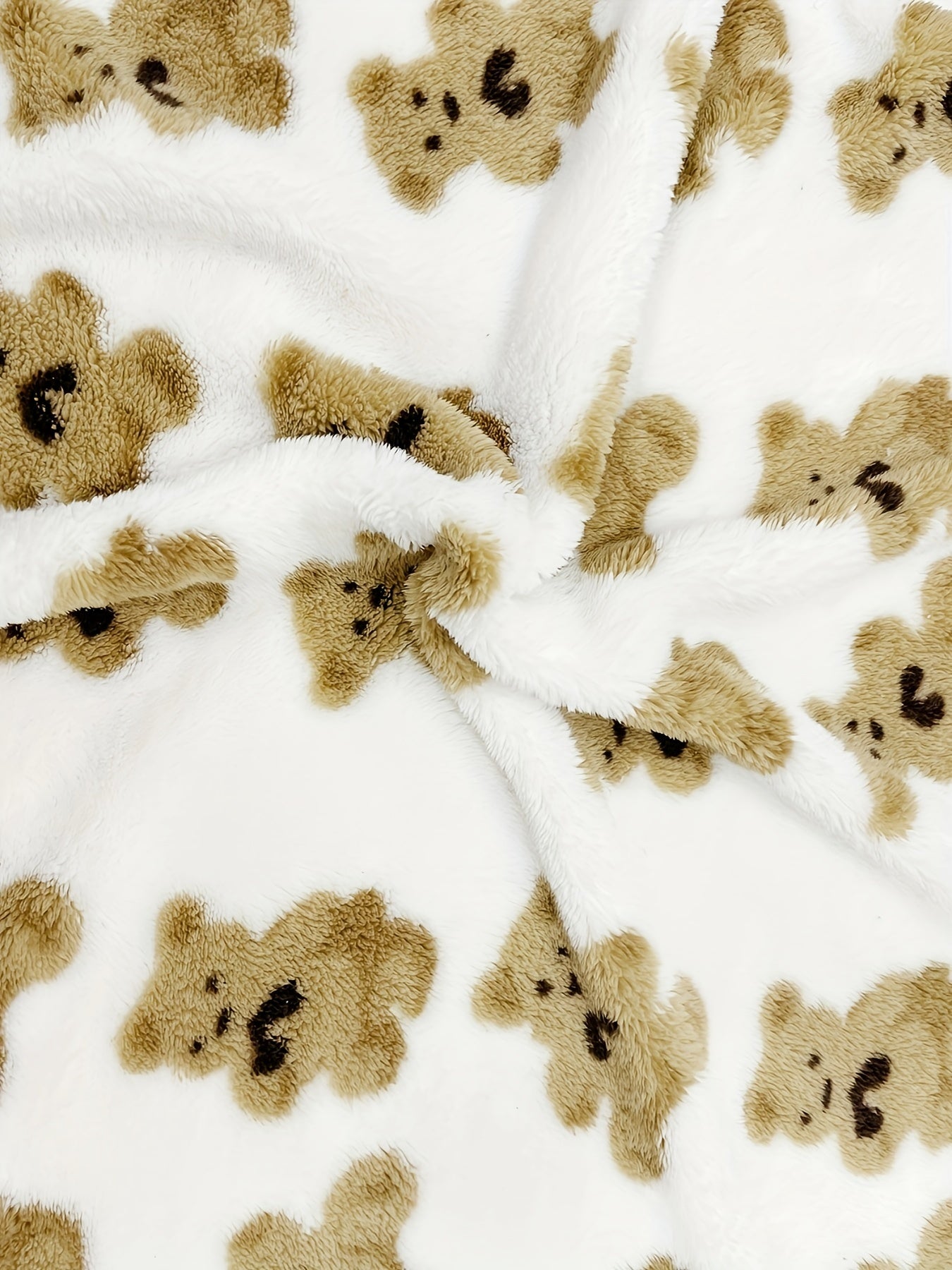 Cartoon Bear Print Lounge Pants Casual & Fuzzy Elastic Waistband Pants
