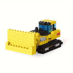 Construction Building Blocks Excavator Bulldozer Roller DIY Model