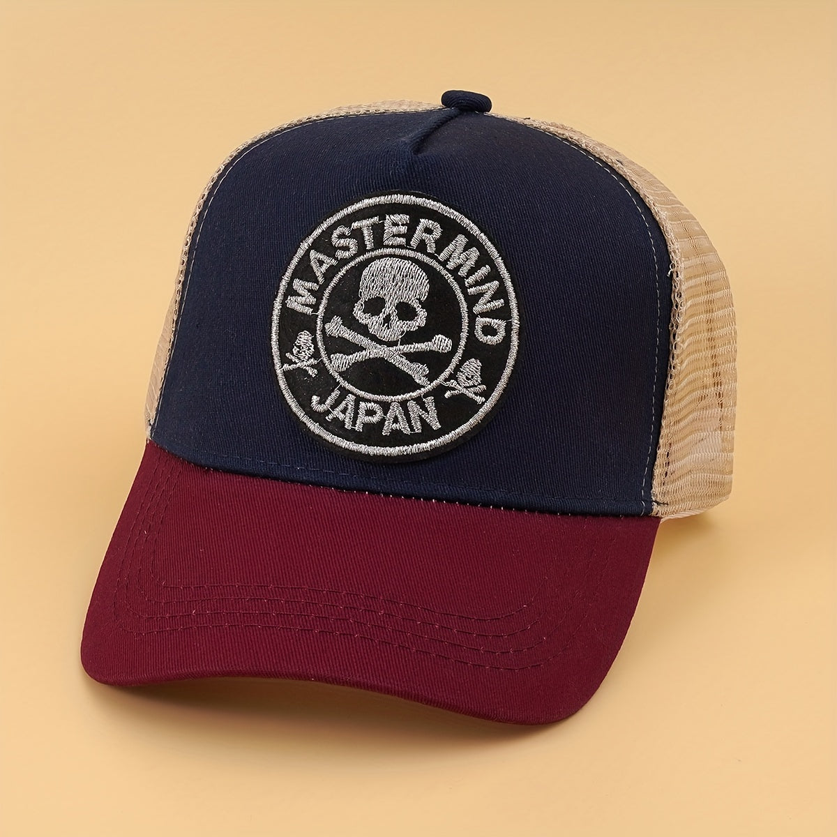 Skull Embroidery Patch Trucker Hat Vintage Hip Hop Mesh Baseball Cap