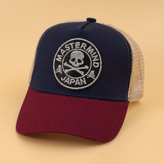 Skull Embroidery Patch Trucker Hat Vintage Hip Hop Mesh Baseball Cap