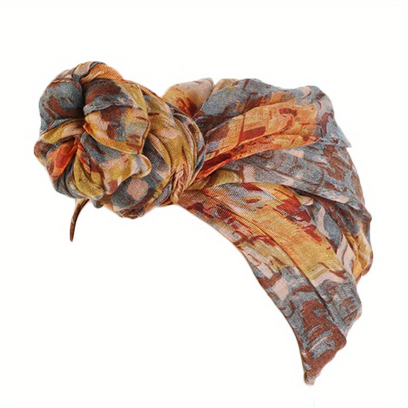 Bohemian Voile Turban Cap Braided Twist Elastic Head Wrap Tie Dye
