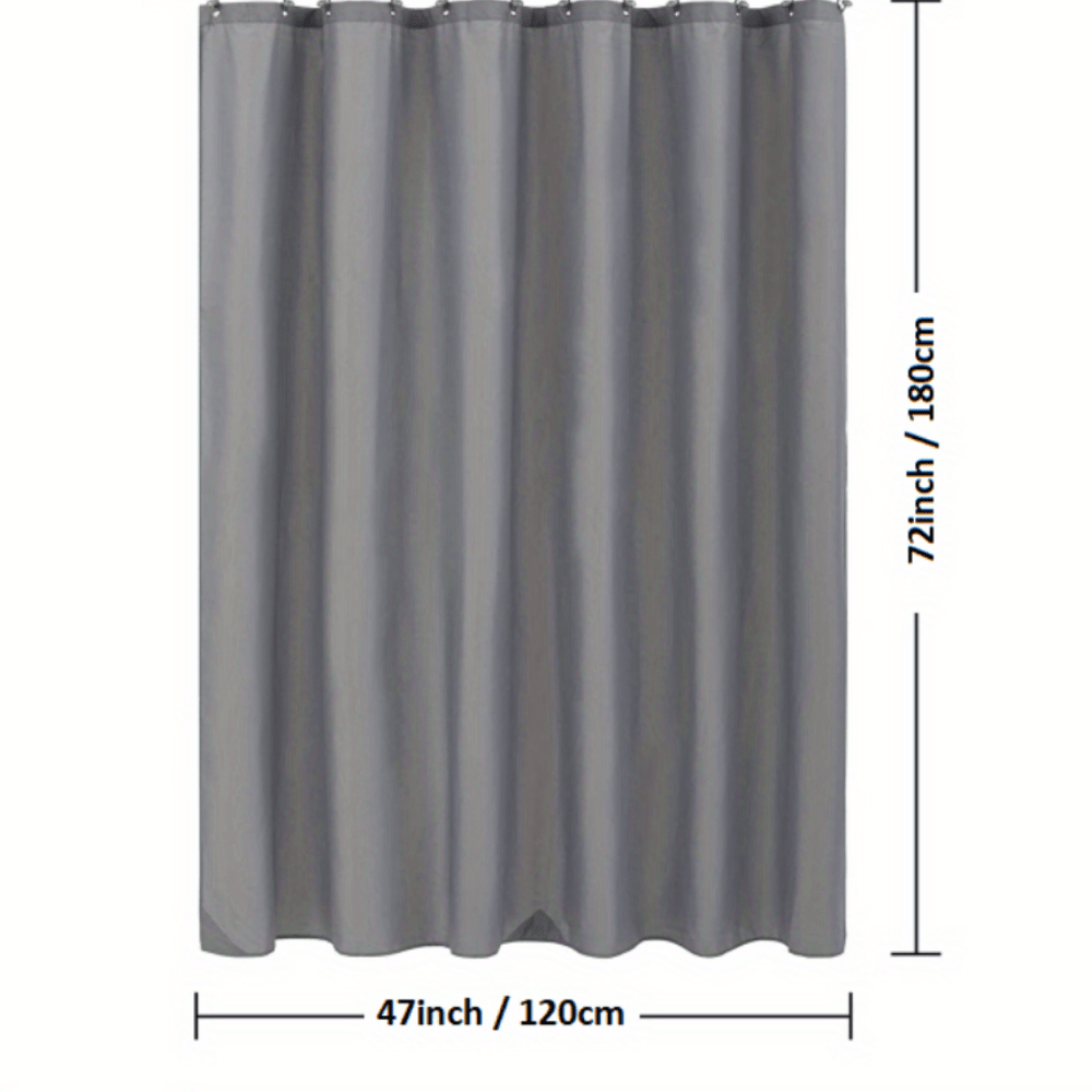 Waterproof Light Gray Shower Curtain with Plastic Hooks