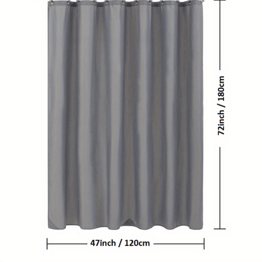 Waterproof Light Gray Shower Curtain with Plastic Hooks
