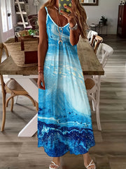 Graphic Print Maxi Dress Sleeveless Women's Clothing