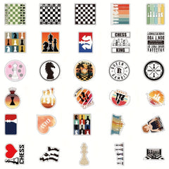 60 Pcs Chess Game Sticker Vinyl Waterproof Stickers for Laptop Bumper