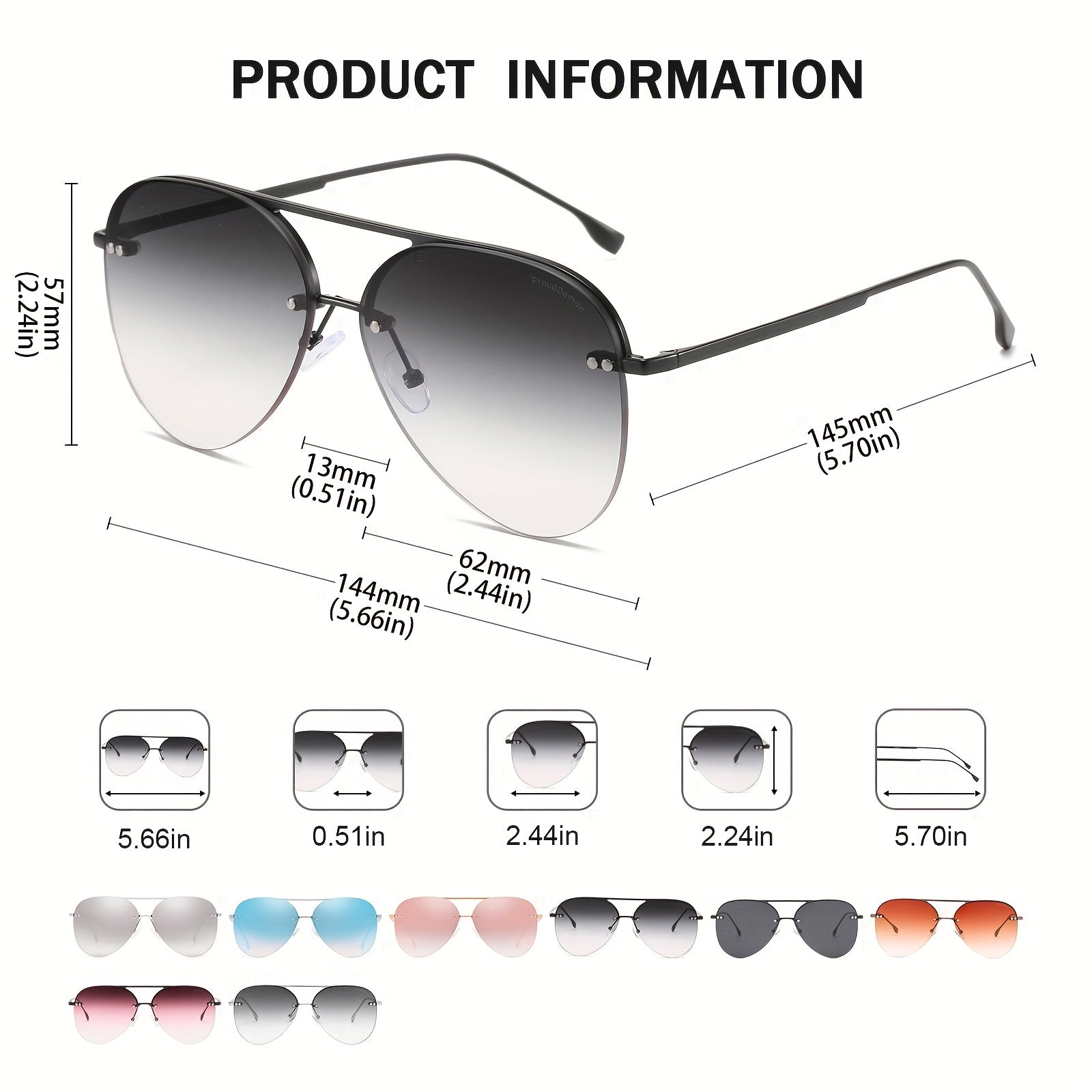 Men's Rimless Aviator Glasses
