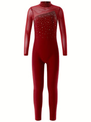 Girls Long Sleeve Turtleneck Jumpsuit for Gymnastics