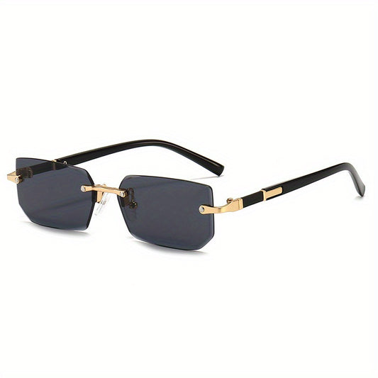 Rectangle Metal Rimless Sunglasses for Women