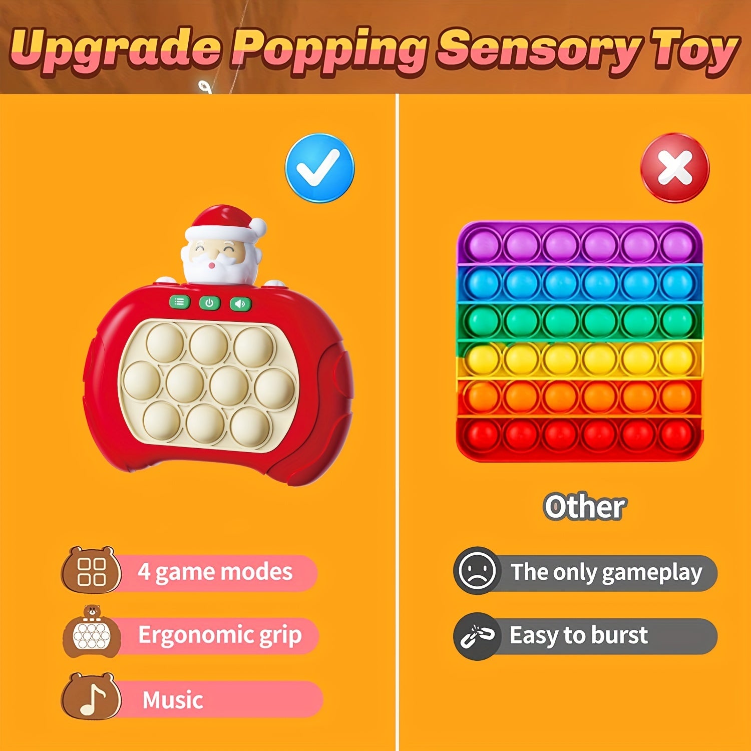 Kids Pop Fidget Game Toys, Stress Pop Light Up Game