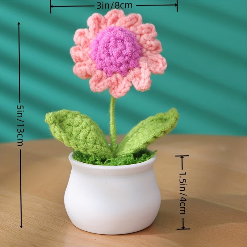 Handmade Crochet Wool Eternal Flower Daisy Tulip Gift