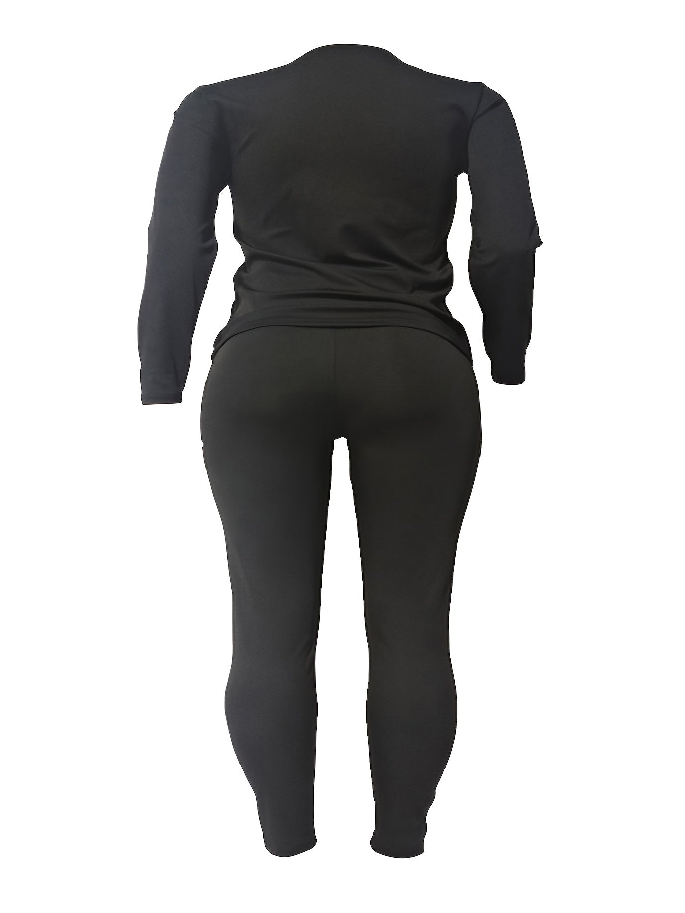 Rhinestone Letter Print Sleeve Crop Top & Leggings Set
